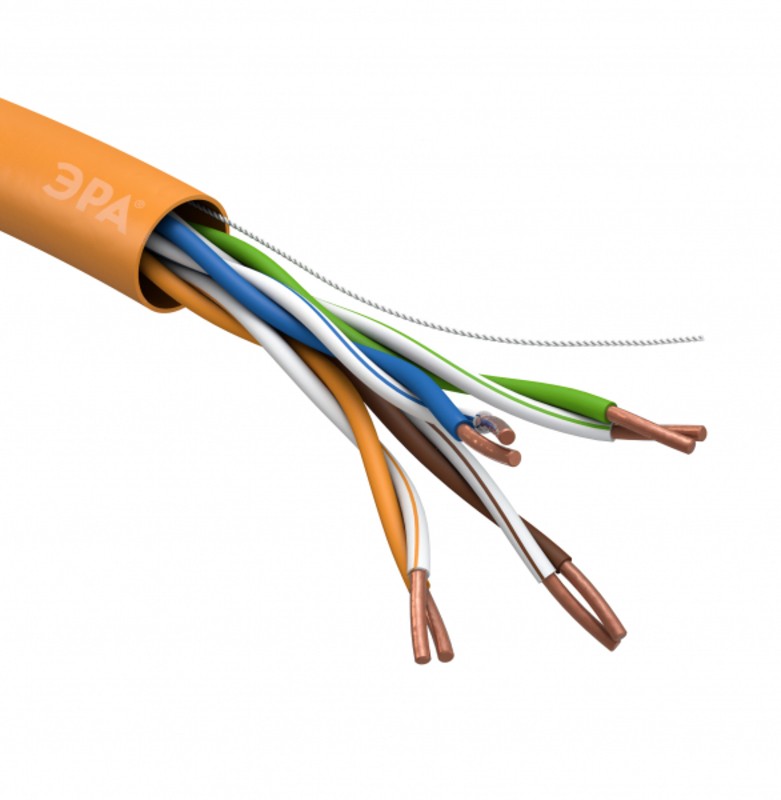 Кабель витая пара ЭРА U/UTP 4x2x24 AWG Cat5e CU нг(А) HF (уп.305м)