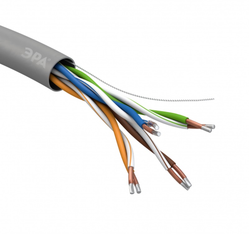 Кабель витая пара ЭРА SIMPLE U/UTP 4x2x24 AWG Cat5e CCA PVC 25 м