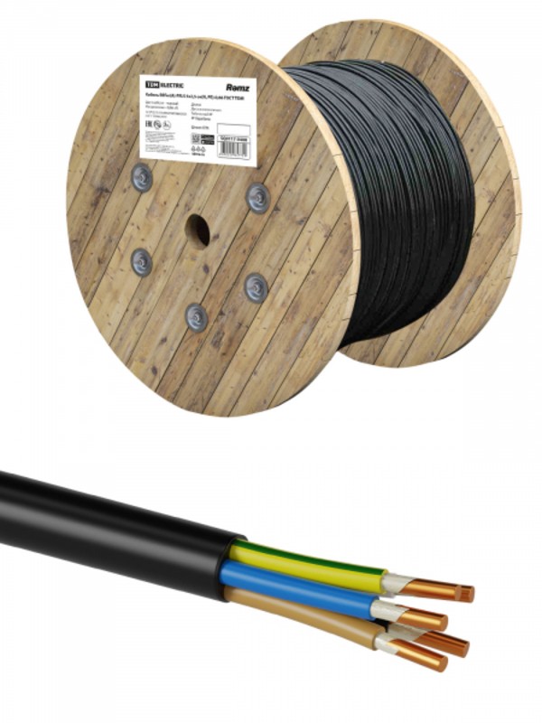 Кабель ВВГнг(А)-FRLS 5х2,5 ок(N, PE)-0,66 ГОСТ TDM