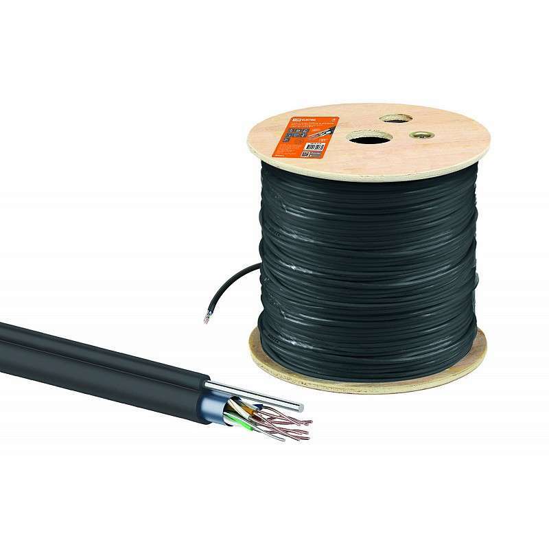 Кабель витая пара F/UTP Cat 5e 4х2х24AWG (305м) solid, PE для наружн. прокл., чёрный, тро