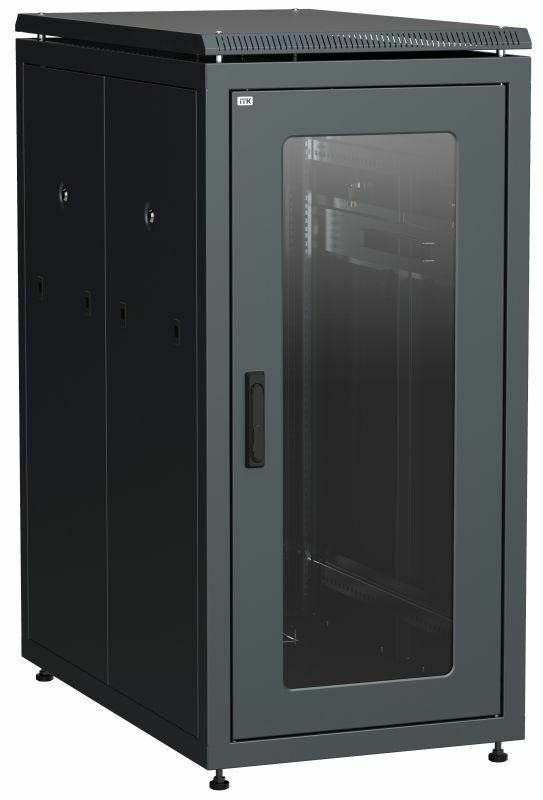 ITK LINEA N 28U 800х1000мм стекл. пер. дв. задн. перф. чер.
