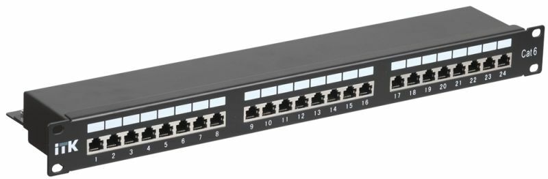 ITK 1U патч-панель кат.6 STP, 24 порта (Dual), с кабельным органайзером