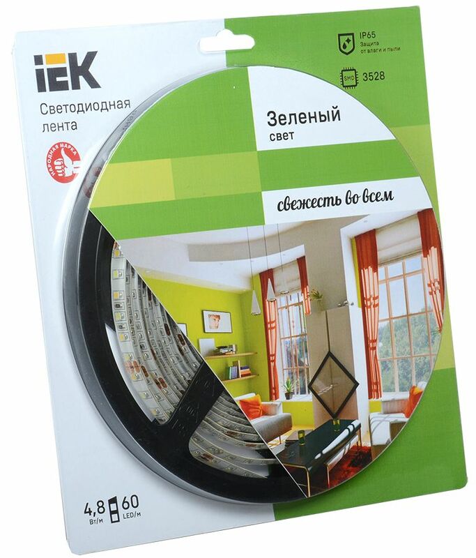 Лента LED 5м  блистер LSR-3528G60-4.8-IP65-12V IEK-eco