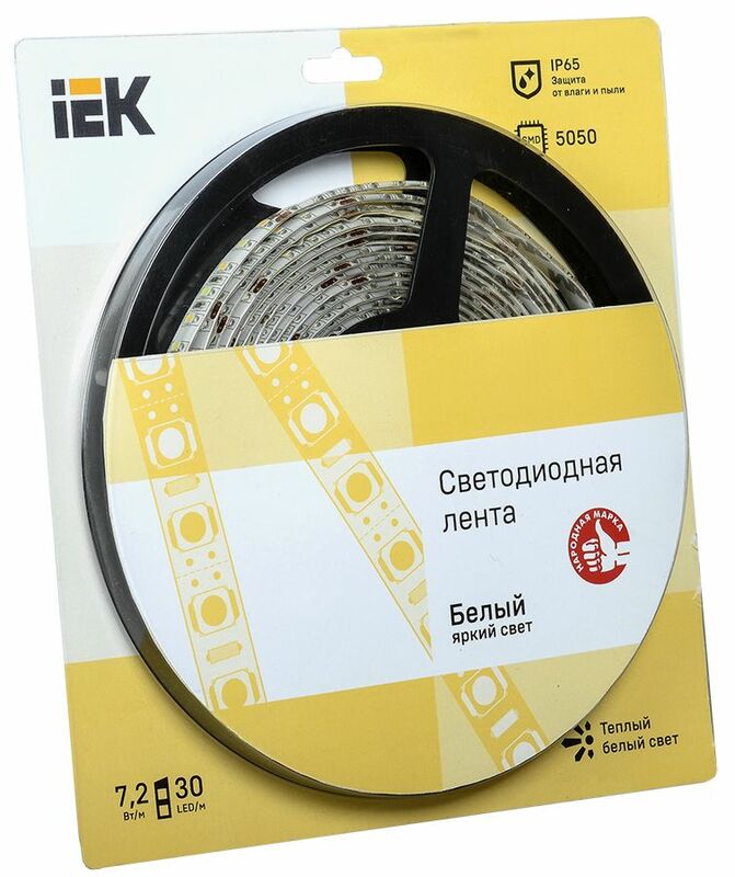 Лента LED 5м  блистер  LSR-5050WW30-7,2-IP65-12V IEK