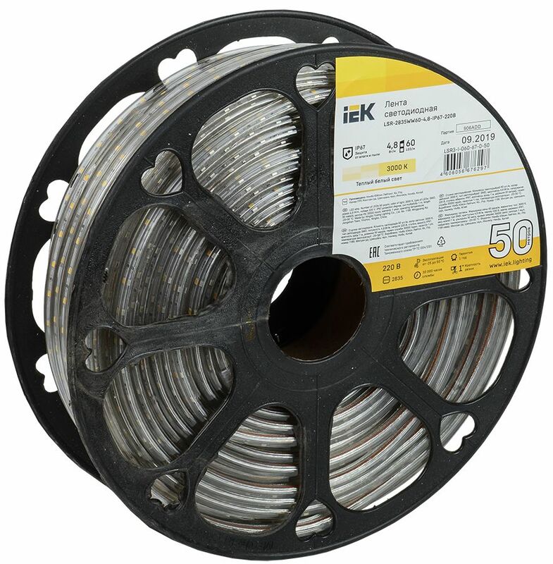 Лента LED 50м LSR-2835WW60-4,8-IP67-220В IEK