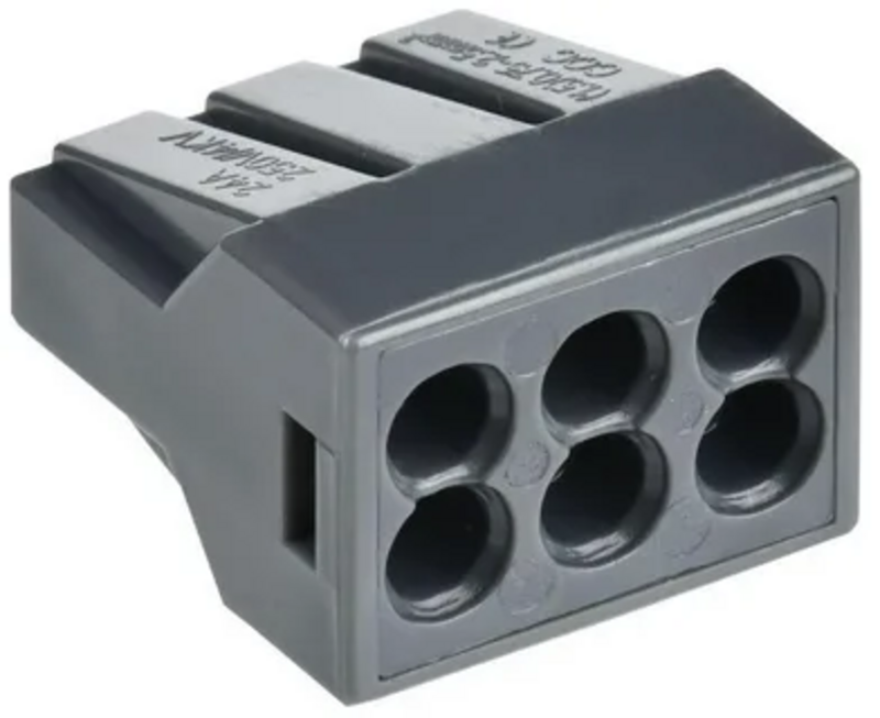 Клемма СМК 773-306, с пастой, 6 отверстий, 0.5-2.5 мм², уп.20шт