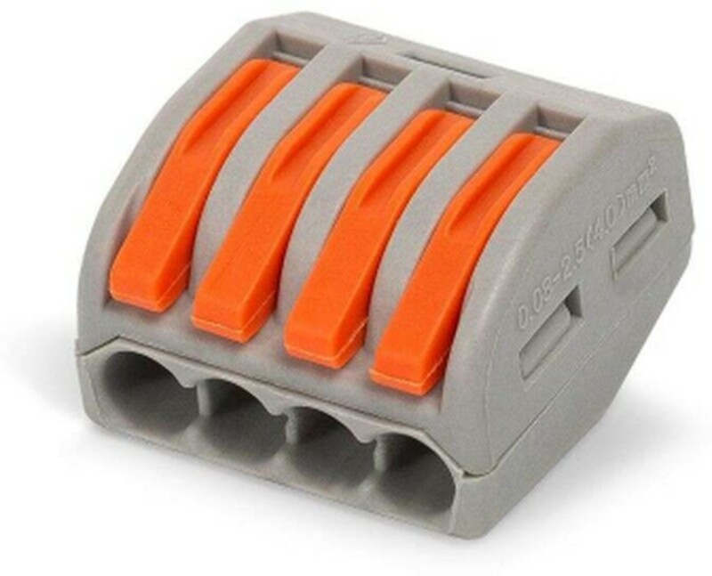 Клемма СМК 222-414,с рычагом, 4 отверстия, 4мм², серая, уп.4шт