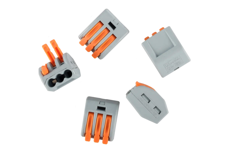 Клемма СМК 222-413,с рычагом, 3 отверстия, 4мм², серая, уп.20шт
