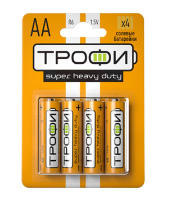 Батарейки Трофи R6-4BL SUPER HEAVY DUTY Zinc (40/720/25920)