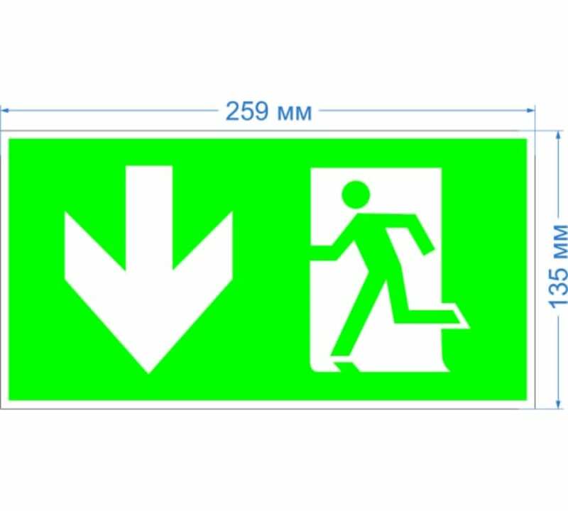 INFO-SSA-118  Пиктограмма ЭРА INFO-SSA-118 пленка бэклит Человек-стрелка-вниз зеленая для SSA-103