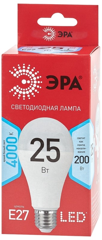 Лампочка светодиодная ЭРА RED LINE LED A65-25W-840-E27 R Е27 / E27 25 Вт груша нейтральный белый све